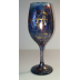 Hand Painted Purple Tall "Hagefen" Wine Glass