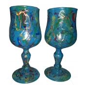 Tall Turquoise Wine Glass Set