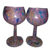Hand Painted Paired Pink 4" Goblets Hand Painted PairedPink 4" Goblets