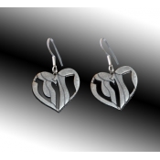 Heart shape Dangle Earrings with Hebrew Text "Strength"