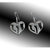 Heart shape Dangle Earrings with Hebrew Text "Strength" Heart shape Dangle Earrings with Hebrew Text "Strength"