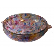 Painted Serving Bowl with Tiny Flower Handles